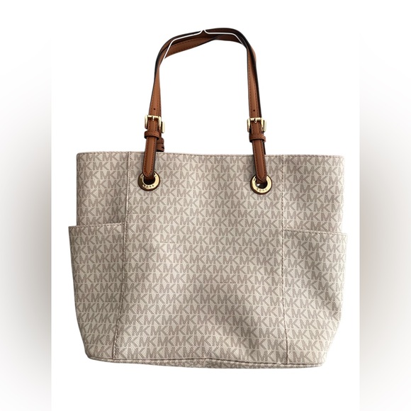 Michael Kors. Signature Logo Tote Bag. Color White-Cream. - Picture 5 of 16
